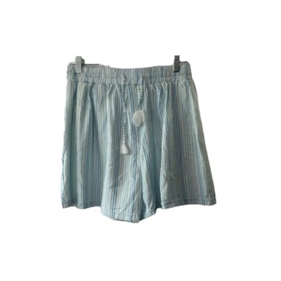 Pantalones Cortos BCBGeneration Azul y Blanco Rayas Cintura Alta Borla Talla Mediana NUEVO Foto 1 de 4