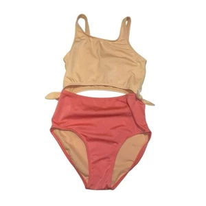 Art Class Girls Tangerine Coral Knotted One Piece Swimsuit Size XL 14 NWT - Picture 1 of 8