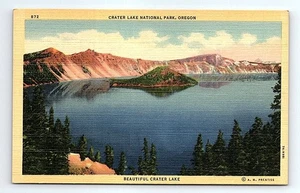 Vintage Leinen Krater Lake Nationalpark Oregon Postkarte von A.M. Prentiss - Bild 1 von 7