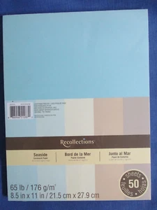 NEW Recollections Seaside 50 Sheet 65 lb. Cardstock 8.5x11" Blue Yellow Tan Teal - Picture 1 of 4