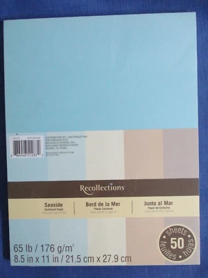 NEW Recollections Seaside 50 Sheet 65 lb. Cardstock 8.5x11" Blue Yellow Tan Teal - Image 1 of 4