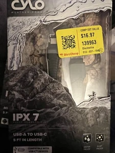 CYLO Cavo IPX 7 5ft USA-A a USB-C resistente alle intemperie - Foto 1 di 1