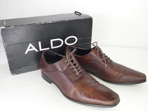 Aldo Mens Shoes Brown Leather Derby Lace Up Oxford Business UK 9 EU 43 - Picture 1 of 13