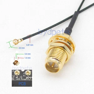 MHF3 plug to RP-SMA female bulkhead Pigtail Coaxial 0.81mm cable male pin 50ohm - Picture 1 of 7