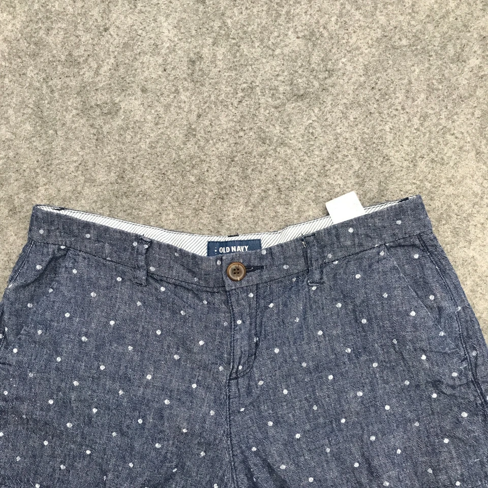 Shorts feminino Old Navy tamanho 2 todos os dias mistura de linho algodão bolinhas azul denim - Imagem 1 de 4