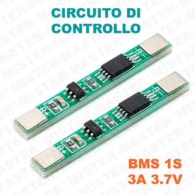 BMS 1S 3A CIRCUITO DI CONTROLLO E PROTEZIONE BATTERIA Li-ion 3,7V 4,2V - 2 PEZZI - Image 1 of 3