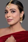 Indian Kundan Jewelry Gold Plated Earrings Tikka Set Bridal Fashion Pakistani