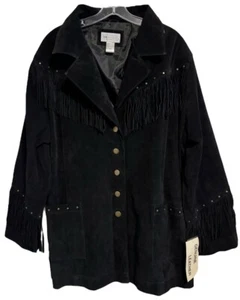 VIA ACCENTI Suede Leather Tassels Fringe Jacket Women’s Sz 26W - Picture 1 of 11