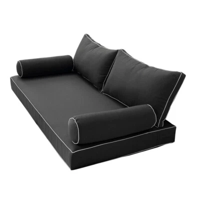 COVER ONLY STYLE 2 Mattress Pillow Daybed Porch Swing Contrast Trim Twin AD003 - Image 1 of 4