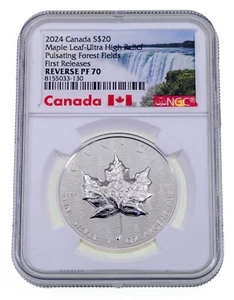 2024 Canada S$20 Silver Maple Leaf Pulsating Forest High Relief Reverse PF70 NGC - Picture 1 of 5