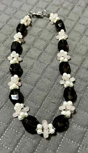 Vintage Ross Simmons Chocolate Quartz & Pink and Cream Pearls Necklace 18” - Picture 1 of 3