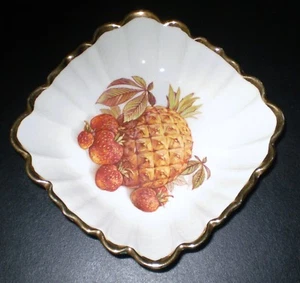 Vintage Staffordshire Crown Devon Pineapple Dish Gold Trim NEW Condition! - Picture 1 of 2
