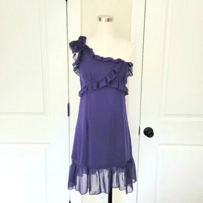 Vestido Ya LA Púrpura Un Hombro Volantes Talla M Femenino Calce Relajado Twee Y2K Regalo Foto 1 de 4