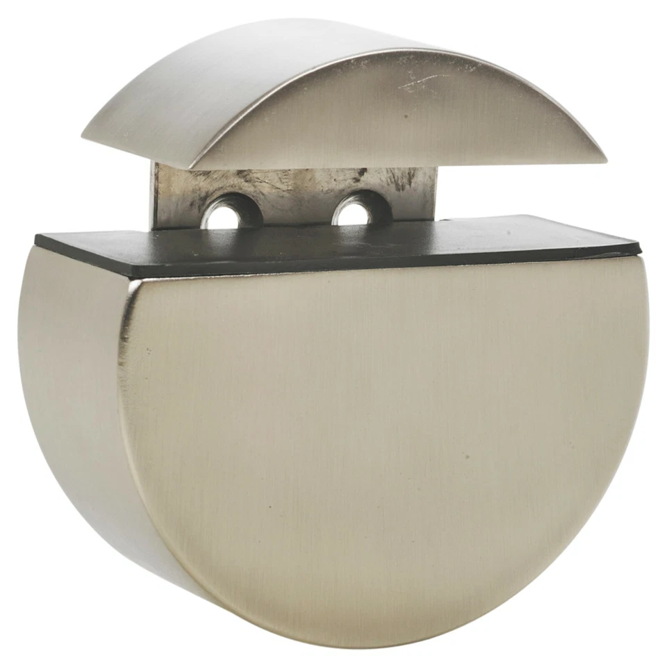 Brushed Stainless Steel Round Glass Wood Shelf Clip Brackets Clamp Wall Support - Image 1 of 4
