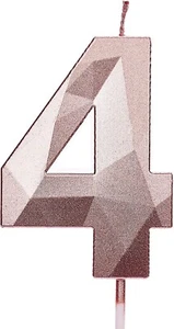 7cm Number “4” Happy Birthday Cake Candle Topper Decoration - Rose Gold - Picture 1 of 4