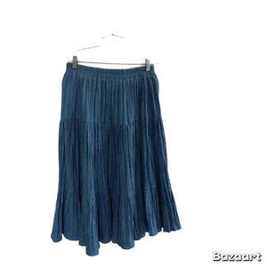 Vintage Denim Chambray Prairie Skirt Tiered Pleated VRG Brand - Picture 1 of 3
