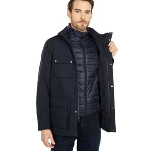 $298 Michael Kors Men 3 in 1 Insulated Vest and Hooded Field Jacket Dark Navy XL - Picture 1 of 18