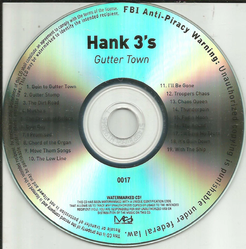 HANK WILLIAMS III Gutter Town ADVNCE версия на одном диске TST PRESS ПРОМО CD 3 - Изображение 1 из 1