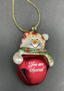 Ganz Jingle Bell Christmas Tree Ornament Snowman Green Cap "You Are Special" - Picture 1 of 5