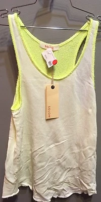 $57 NWT SoLow Brand Neon Yellow And White With Dropped Neck Tank M - Image 1 of 2