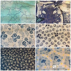 Stoff 42 10 x 10 Lagenlook Kuchen Blau wenige Duplikate - Bild 1 von 12