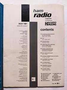 HAM RADIO MAGAZINE MAY 1981 CAVITY ANTENNA-MEASURING COAX CABLE LOSS- GIZA BEAM - Zdjęcie 1 z 3