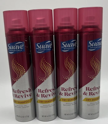 Lot Of 4 Suave Essentials Refresh & Revive Dry Shampoo 4.3 Oz FREE SHIPPING - Image 1 of 2