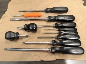 Snap-On Screwdriver Set Phillips Flat Slotted Black Orange Handle Misc Sizes USA - Picture 1 of 9