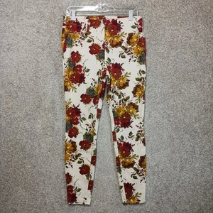 Pantalones Time And Tru para mujer grandes 12-14 ajustados elásticos florales multicolor imitación bolsillo - Imagen 1 de 10
