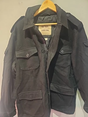 Old Navy Wool Blend Millitary Chore Jacket Mens XL Charcoal Black - Image 1 of 4