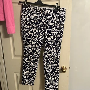 Lily Pulitzer Horse Print Crop Pant White/Navy Vintage Cords 6 - Picture 1 of 5
