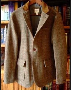 Lands' End Canvas 1963 Madison Bike 100% Wool Blazer Coat Corduroy Collar Sz 46R - Picture 1 of 23