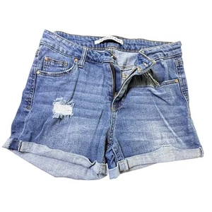 Celebrity Pink Denim Shorts Distressed Cuffed Hem Blue Wash Size 7/28 - Picture 1 of 4