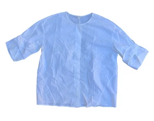 COS Hidden Button No Collar Shirt Women's US 6 White Long Sleeve Top Blouse - Picture 1 of 15