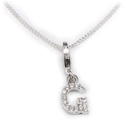 Ciondolo Charm Lettera Dell'Alfabeto G Zirconia 9 MM Argento 925 Incl. Catena - Immagine 1 di 3