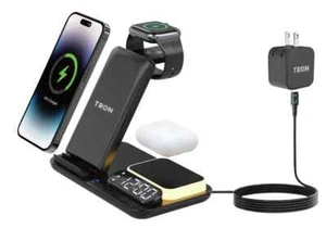 Caricabatteria Wireless 3 in 1, Lampada Notturna e Adattatore di Alimentazione LED 25W, Cavo LED USB-C - Foto 1 di 11