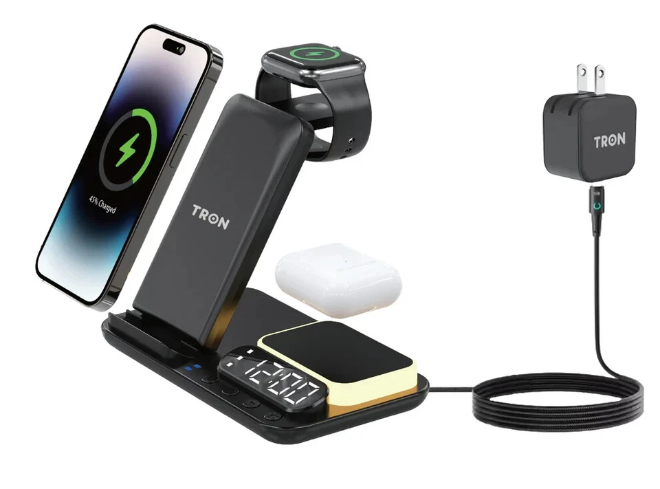 3 in 1 Wireless Charger, night lamp and  LED 25W power adapter, USB-C led cable - Image 1 of 4