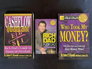 3 x Robert T. Kiyosaki Paperback Books Rich Dad Poor Dad, Who Took My Money - Picture 1 of 3
