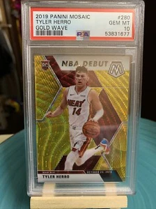 2019-20  Panini Mosaic Tmall  Tyler Herro NBA Debut RC Gold Wave Prizm PSA10 - Picture 1 of 2