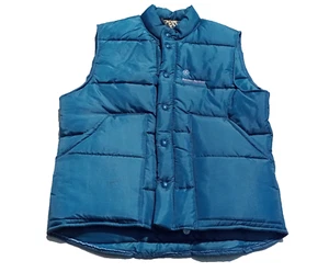 Vtg GE Nuclear Service Pro Fit King Louie Puffer Vest Snap Blue Mens Medium M - Picture 1 of 11