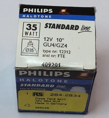Philips Halotone 409201 35W 12V Halogen Dichroic MR11, GU4, 10º beam - Image 1 of 4
