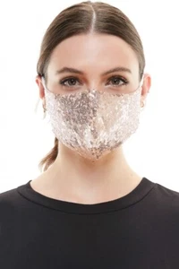 FACE MASK Gold OR PINK Sequins Fashion Mask FACE MASK - Picture 1 of 6