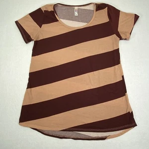 LuLaroe Perfect T Women's Simply Comfortable Tan Stripped Sz Small Shirt 142161 - Picture 1 of 8