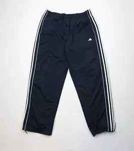 Vintage Y2K Adidas Mens XL Distressed Spell Out Striped Wide Leg Sweatpants Blue - Picture 1 of 14