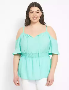 NUEVO CON ETIQUETAS LANE BRYANT Top Hombro Frío Cintura Calada TALLA 26... ¡GUAU! - Imagen 1 de 3