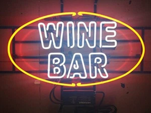 Wine Bar Glass Neon Sign 24"x20" Beer Bistro Bar Wall Hanging Nightlight Artwork - Picture 1 of 1