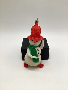 Vintage Italian DE CARLINI Hand Blown Glass Jolly Snowman Christmas Ornament 6” - Picture 1 of 10