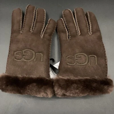 GUANTE UGG PIEL DE OVEJA MUJER M LOGO BORDADO PIEL DE OVEJA FORRADO PUÑO ~ CEDRO QUEMADO Foto 1 de 4