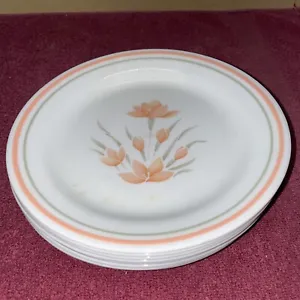 Corning Corelle Peach Floral Salad Plates 7 1/2 in. Set Of 8 Rare Discontinued - Picture 1 of 4