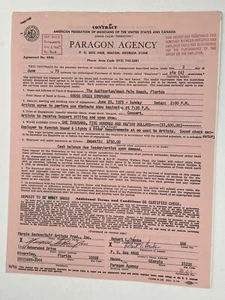 Goose Creek Symphony Concert Contract 1975 West Palm Beach FL - Picture 1 of 1